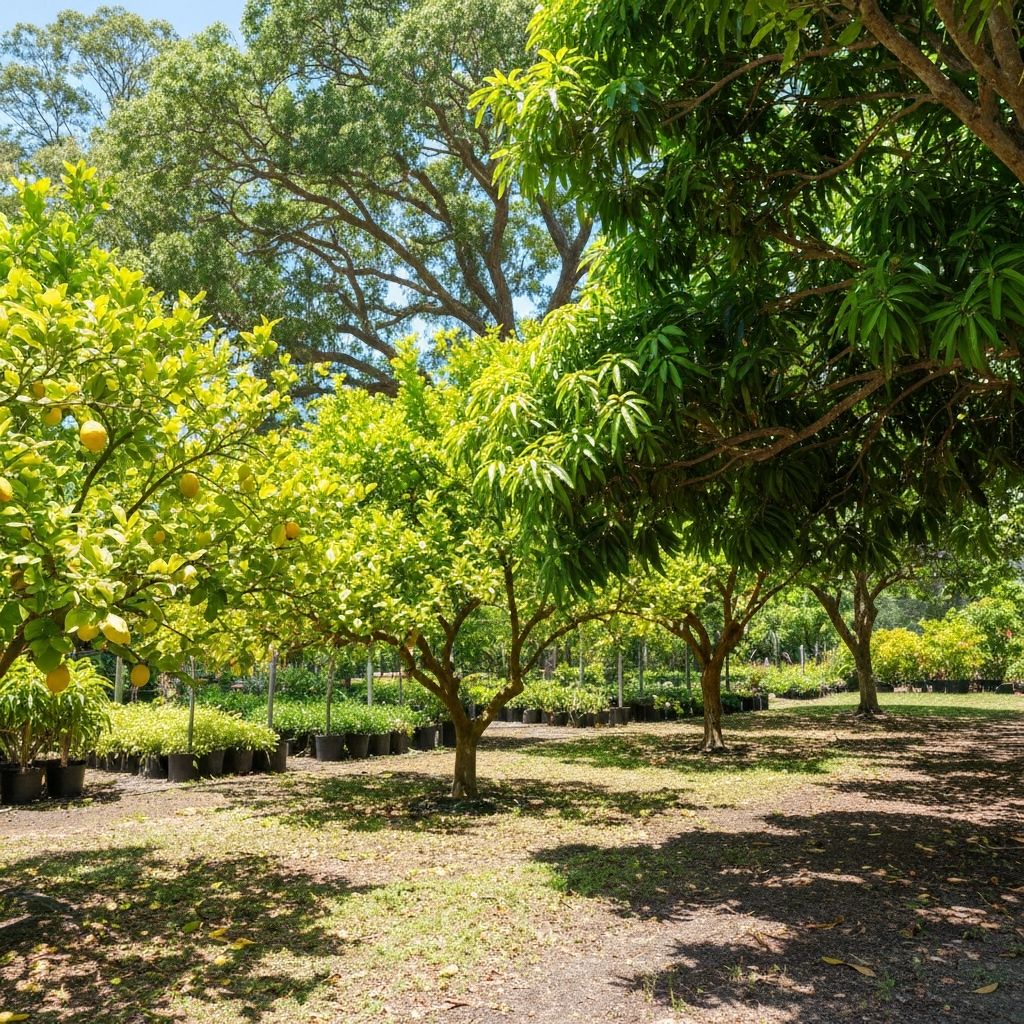 Fruit and shade trees growing at a Queensland nursery